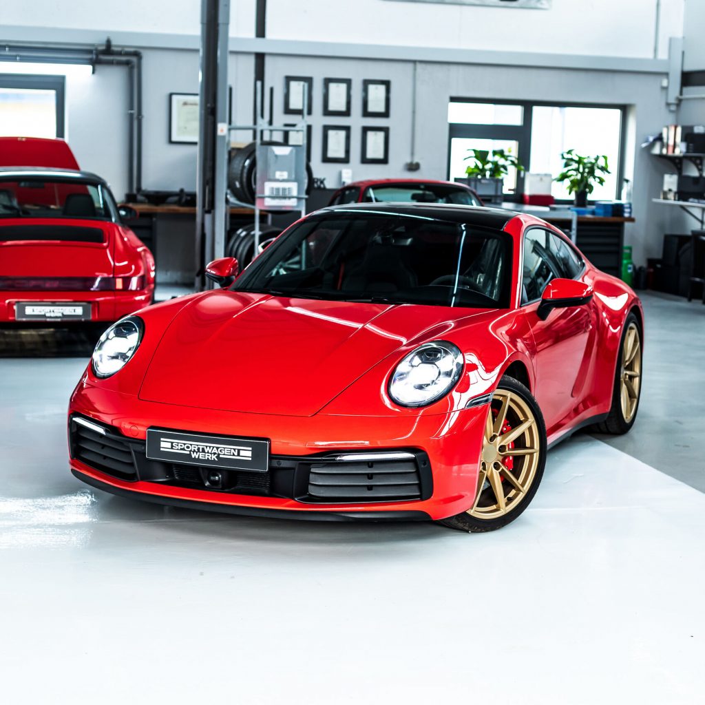 Porsche 992 Carrera S Techart rot Ansicht vorne